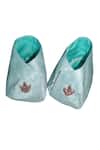 Buy_Maaikid_Blue Embroidery Overlap Booties _at_Aza_Fashions
