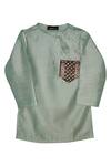 Shop_Maaikid_Green Chanderi, Cotton Sequins Kurta Set _Online_at_Aza_Fashions
