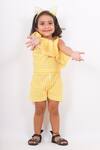 Shop_Maaikid_Yellow Striped One Shoulder Playsuit For Girls_at_Aza_Fashions