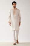 Buy_Devnaagri_Ivory Chanderi And Cotton Dori Embrioidered Kurta Set _at_Aza_Fashions