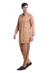 Saksham Neharicka_Brown Cotton Suitings Plain Kurta And Pant Set_Online_at_Aza_Fashions
