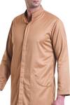 Shop_Saksham Neharicka_Brown Cotton Suitings Plain Kurta And Pant Set_Online_at_Aza_Fashions
