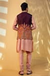 Shop_Kalista_Beige Kurta And Churidar Chanderi Silk Printed Aariz Bundi & Set _at_Aza_Fashions