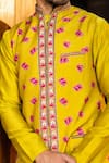 Buy_Kalista_Yellow Kurta And Pant Chanderi Silk Printed Floral Motifs Farhan Bundi & Set _Online_at_Aza_Fashions