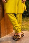 Shop_Kalista_Yellow Kurta And Pant Chanderi Silk Printed Floral Motifs Farhan Bundi & Set _Online_at_Aza_Fashions