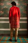 Shop_Kalista_Red Bundi Raw Silk Embroidered Floral Reyaan And Chanderi Kurta Set _at_Aza_Fashions