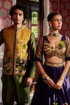 Kalista_Green Bundi Raw Silk Printed Miniature Divit And Chanderi Kurta Set _Online_at_Aza_Fashions