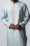 Buy_Krishna Mehta_Blue Viscose Cotton Floral, Pitta Embroidered Kurta Set _Online_at_Aza_Fashions