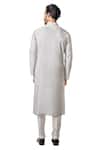 Shop_Krishna Mehta_Grey Viscose Cotton Floral, Lucknowi Print Kurta Set _at_Aza_Fashions