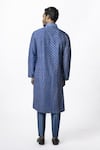 Shop Krishna Mehta Blue Tussar Geometric, Mirror Print Kurta Set at Aza Fashions Shop_Krishna Mehta_Blue Tussar Geometric, Mirror Print Kurta Set _at_Aza_Fashions