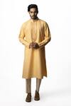 Buy Krishna Mehta Yellow Viscose Cotton Geometric, Gota Work, Zardozi Print Kurta Set at Aza Fashions Buy_Krishna Mehta_Yellow Viscose Cotton Geometric, Gota Work, Zardozi Print Kurta Set _at_Aza_Fashions