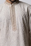 Buy_Krishna Mehta_White Chanderi Embroidered Floral Kurta Set _Online_at_Aza_Fashions