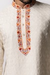 Buy_Krishna Mehta_White Viscose Cotton Embroidered Floral Kurta Set _Online_at_Aza_Fashions