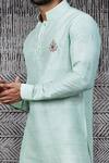 Shop_Shantnu Nikhil_Green Raw Silk Crested Short Kurta_Online_at_Aza_Fashions