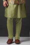 Shop_Minaki_Green Polyester Silk Printed Bundi And Kurta Set _at_Aza_Fashions