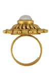 Tribe Amrapali_Gold Plated Pearl Floral Stone Ring _Online_at_Aza_Fashions