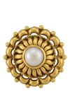 Buy_Tribe Amrapali_Gold Plated Pearl Floral Stone Ring _Online_at_Aza_Fashions