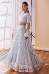 Shop_Mulmul_Blue Soft Net Embroidered Floral Kasauli Lehenga Set _at_Aza_Fashions