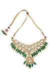Minaki_Gold Plated Stones Kundan Drop Pendant Choker Set _Online_at_Aza_Fashions