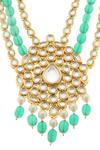 Shop_Minaki_Gold Plated Pearls, Beads Kundan Choker And Necklace Set _Online_at_Aza_Fashions