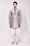 Buy_Arihant Rai Sinha_Grey Dupion Silk Short Kurta And Cowl Pant Set For Men_Online_at_Aza_Fashions