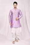 Buy_Arihant Rai Sinha_Purple Dupion Silk Short Kurta And Cowl Pant Set _at_Aza_Fashions