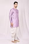 Arihant Rai Sinha_Purple Dupion Silk Short Kurta And Cowl Pant Set _Online_at_Aza_Fashions