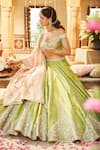Matsya Green Silk Dori, Zardozi And Mirror Work One The Iconic Winged Temple Lehenga Set Online at Aza Fashions Matsya_Green Silk Dori, Zardozi And Mirror Work One The Iconic Winged Temple Lehenga Set _Online_at_Aza_Fashions