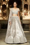 Buy_MATSYA_Grey Velvet Embroidered Dori Sweetheart The Matsya Lehenga Set _at_Aza_Fashions