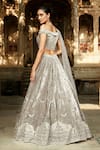 Shop_MATSYA_Grey Velvet Embroidered Dori Sweetheart The Matsya Lehenga Set _at_Aza_Fashions