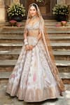 Buy_MATSYA_Ivory Silk Embroidered Gota Plunge V The Udaivan Bridal Lehenga Set _at_Aza_Fashions