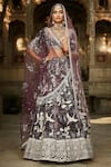 Buy_MATSYA_Purple Velvet Embroidered Kachi Dori The Masai Night Sky Lehenga _at_Aza_Fashions