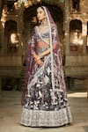 Shop_MATSYA_Purple Velvet Embroidered Kachi Dori The Masai Night Sky Lehenga _at_Aza_Fashions