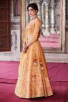 Shop_MATSYA_Yellow Raw Silk Embroidery Thread And Gota Round Bridal Lehenga Set _at_Aza_Fashions