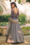 Shop_Matsya_Brown Chanderi Silk Embroidered Lehenga Set_at_Aza_Fashions