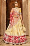 Buy_MATSYA_Yellow Silk Embroidered Pichwai Plunge V Neck The Suryagarh Bridal Lehenga Set _at_Aza_Fashions