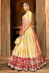 Buy_MATSYA_Yellow Silk Embroidered Pichwai Plunge V Neck The Suryagarh Bridal Lehenga Set _Online_at_Aza_Fashions