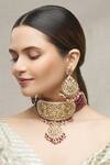 Buy_Moh-Maya By Disha Khatri_Gold Plated Pearls, Diamonds Jadau Pendant Choker Set _Online_at_Aza_Fashions