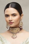 Buy_Moh-Maya By Disha Khatri_Gold Plated Pearls, Diamonds Jadau Pendant Choker Set _at_Aza_Fashions