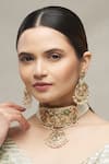 Buy_Moh-Maya by Disha Khatri_Gold Plated Jadau Pendant Choker Set _at_Aza_Fashions