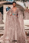 Shop_Manish Malhotra_Silver Net Sequin Embellished Gown_at_Aza_Fashions