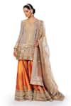 Buy_Manish Malhotra_Gold Dupion Silk Embroidered Kurta Sharara Set_at_Aza_Fashions