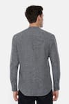 Shop_Mayank Modi - Men_Blue 100% Linen Checkered Shirt _at_Aza_Fashions