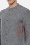 Shop_Mayank Modi - Men_Blue 100% Linen Checkered Shirt _Online_at_Aza_Fashions