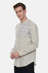 Shop_Mayank Modi - Men_Beige 100% Linen Printed Shirt _Online_at_Aza_Fashions