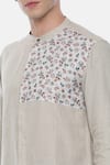 Mayank Modi - Men_Beige 100% Linen Printed Shirt _at_Aza_Fashions