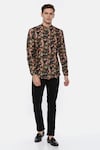 Buy_Mayank Modi - Men_Black 100% Linen Printed Shirt _Online_at_Aza_Fashions