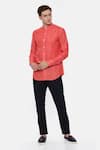 Buy_Mayank Modi - Men_Red 100% Linen Shirt  _Online_at_Aza_Fashions