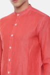 Mayank Modi - Men_Red 100% Linen Shirt  _at_Aza_Fashions