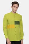 Buy_Mayank Modi - Men_Green 100% Linen Shirt  _at_Aza_Fashions